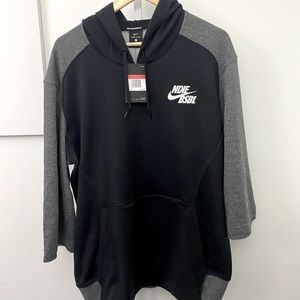 Men’s Nike Dri Fit Hooded Pullover BSBL Baseball Pullover Size Large Black/Gray